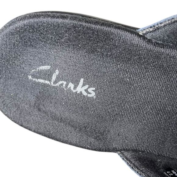 CLARKS Brown Leather Open Toe Slide Slip On Sandals Contrast Stitching Women’s 8 - Picture 9 of 9